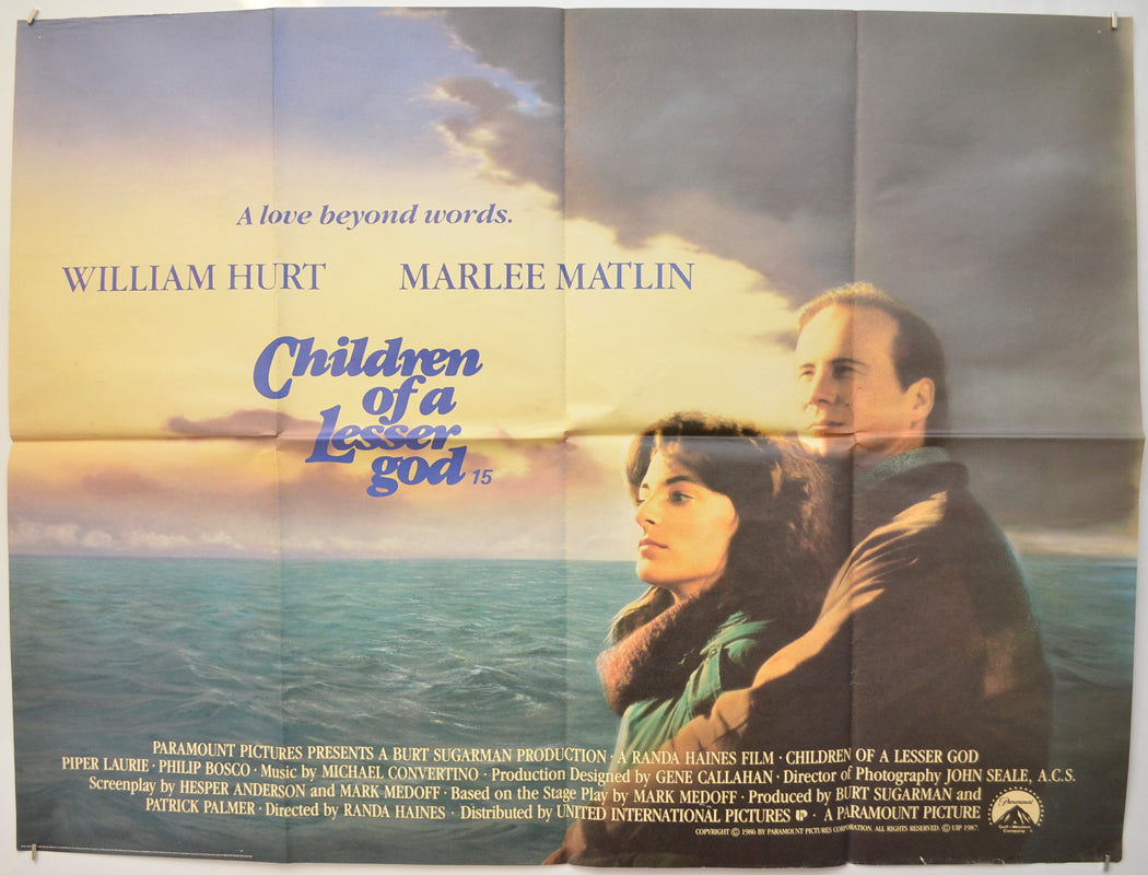 Children Of A Lesser God Original Quad Poster - Film Poster - Movie Poster