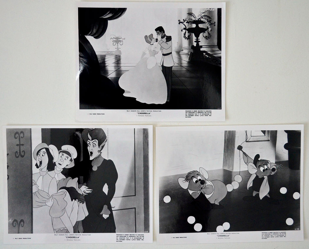 Cinderella (1991 re-release) 3 Original Cinema Front Of House (FOH) Black And White Stills – Press Stills – Movie Stills