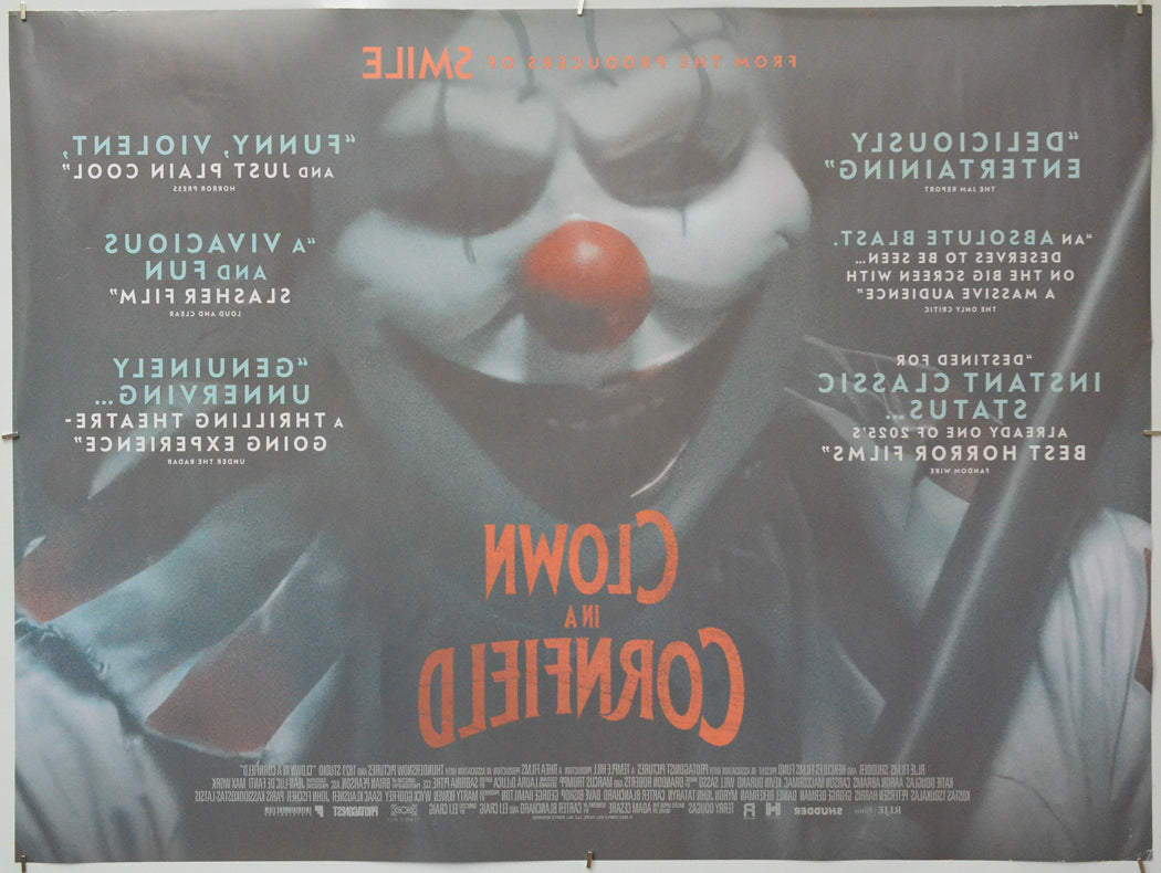 Clown in a Cornfield (Back) Cinema Quad Movie Poster