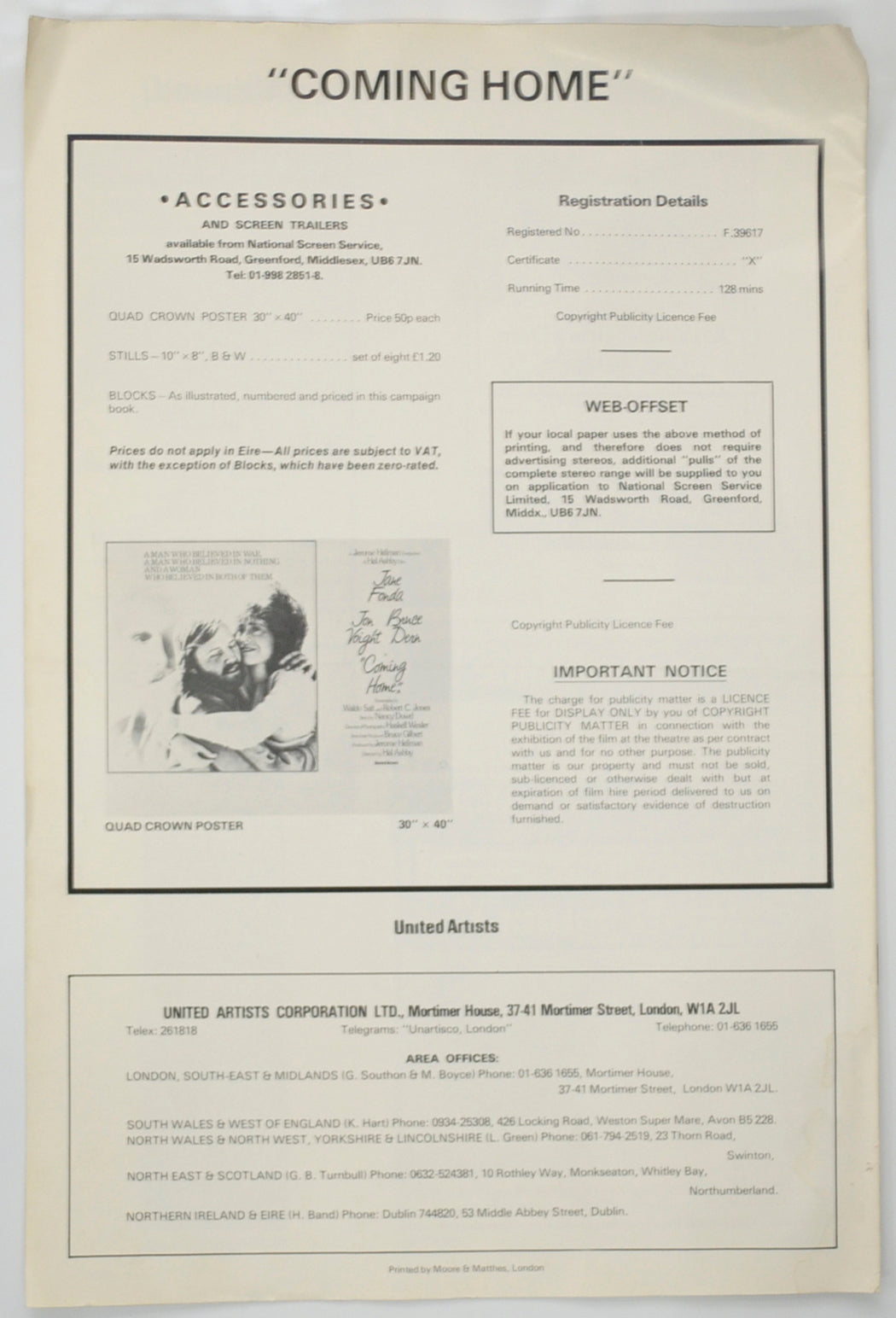 COMING HOME Cinema Exhibitors Campaign Pressbook - BACK