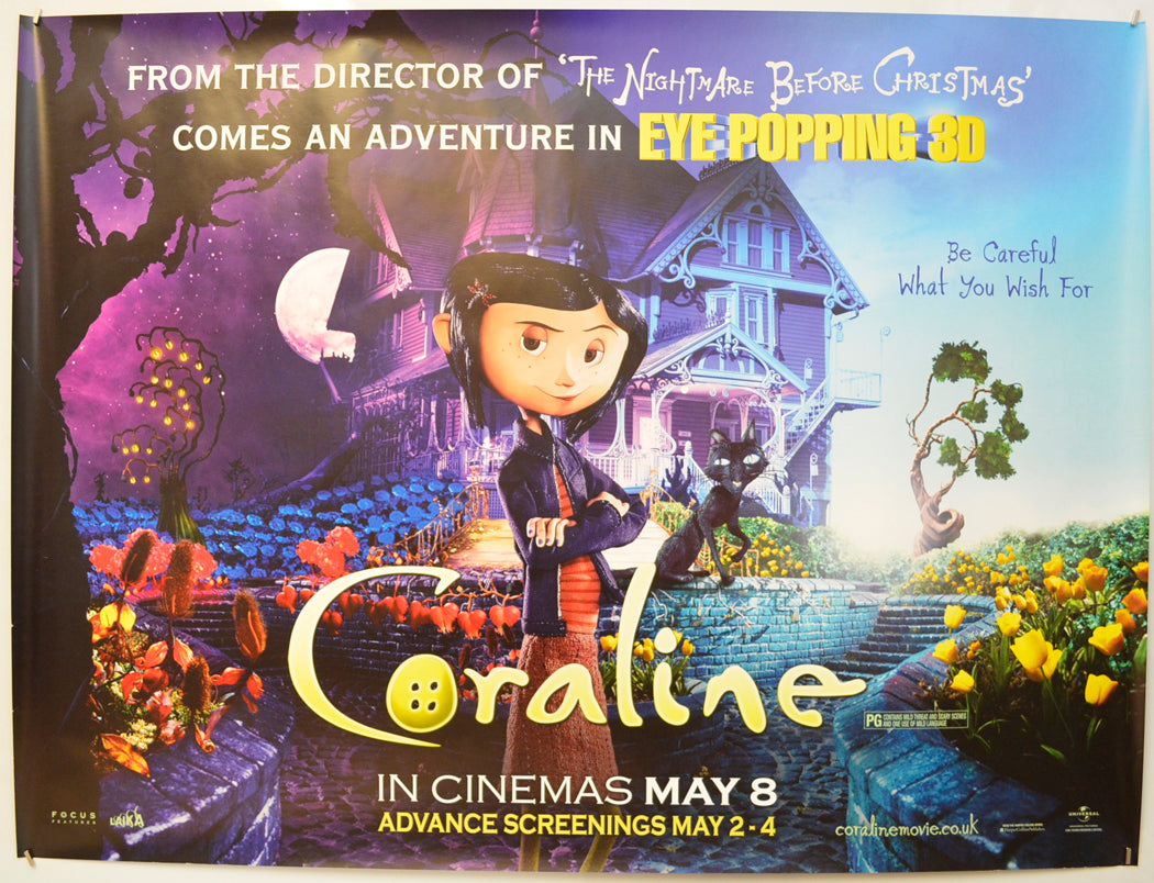 Coraline (Teaser / Advance Version) Original Quad Poster - Film Poster - Movie Poster