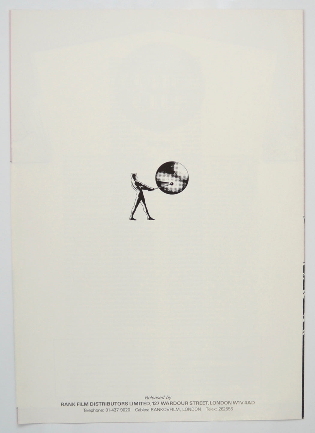 THE COTTON CLUB Cinema Exhibitors Press Synopsis Credits Booklet - BACK