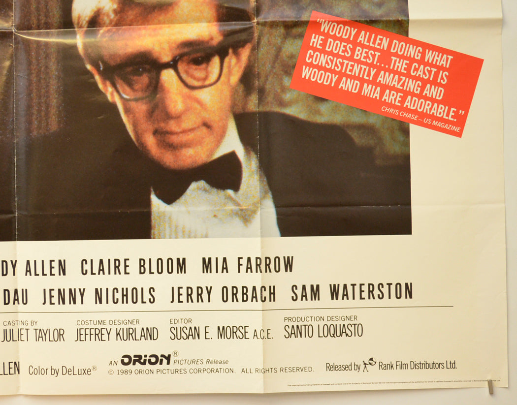 CRIMES AND MISDEMEANORS (Bottom Right) Cinema Quad Movie Poster