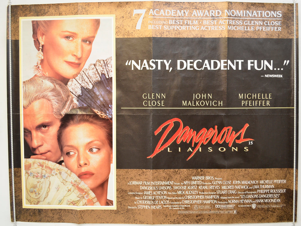 Dangerous Liaisons Original Quad Poster - Film Poster - Movie Poster