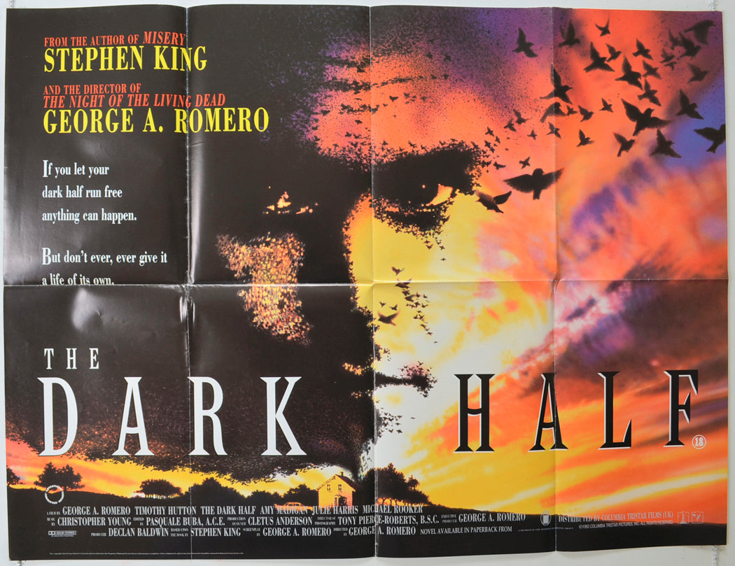 The Dark Half Original Quad Poster - Film Poster - Movie Poster