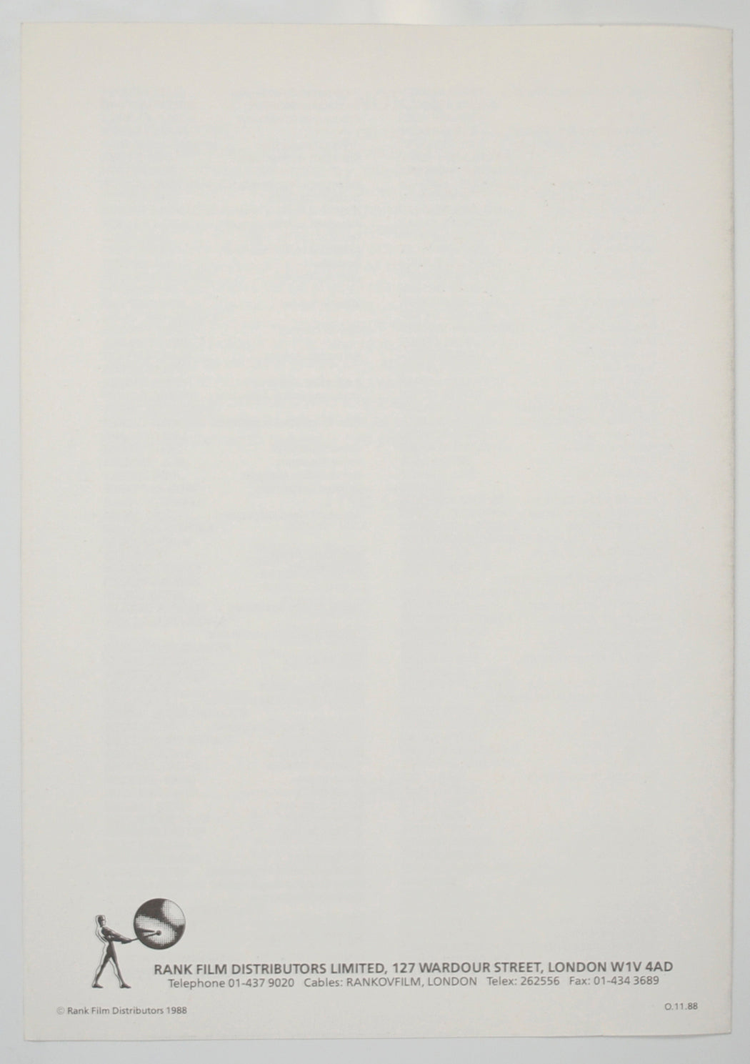 DEAD RINGERS Cinema Exhibitors Press Synopsis Credits Booklet - BACK