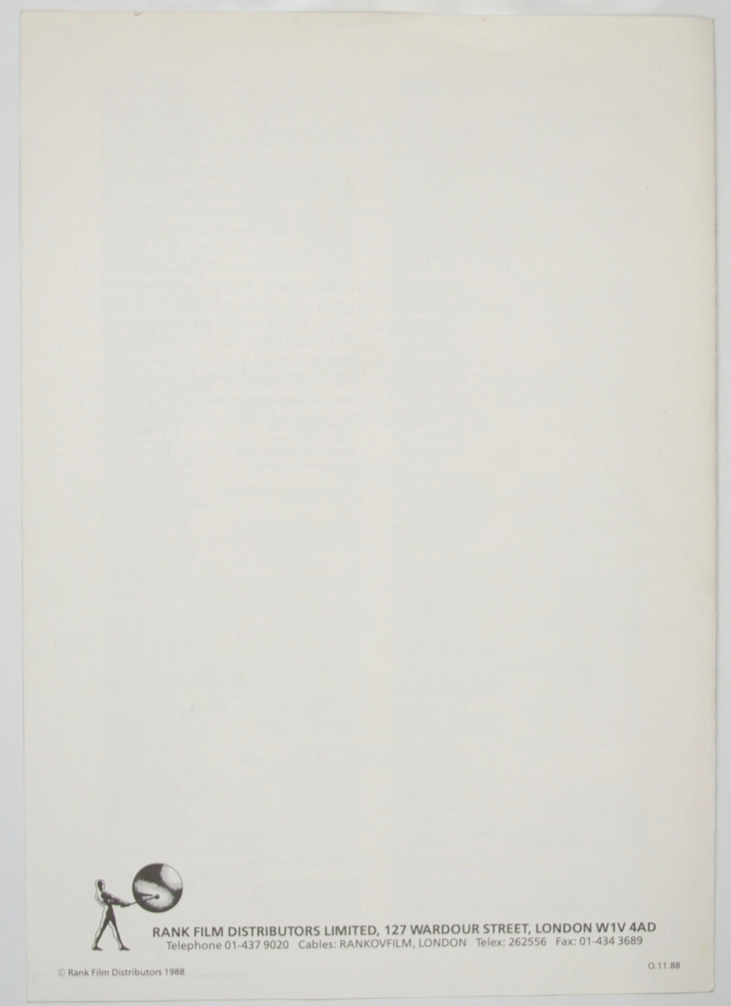 DEAD RINGERS Cinema Exhibitors Press Synopsis Credits Booklet - BACK