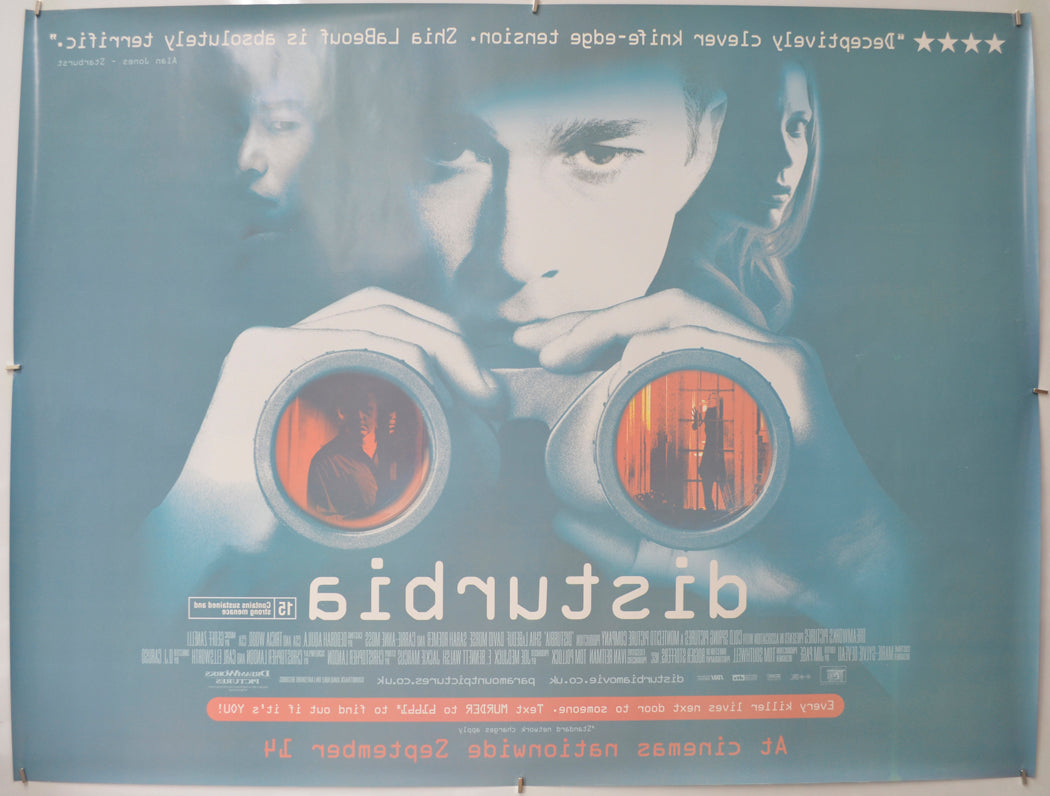 DISTURBIA (Back) Cinema Quad Movie Poster