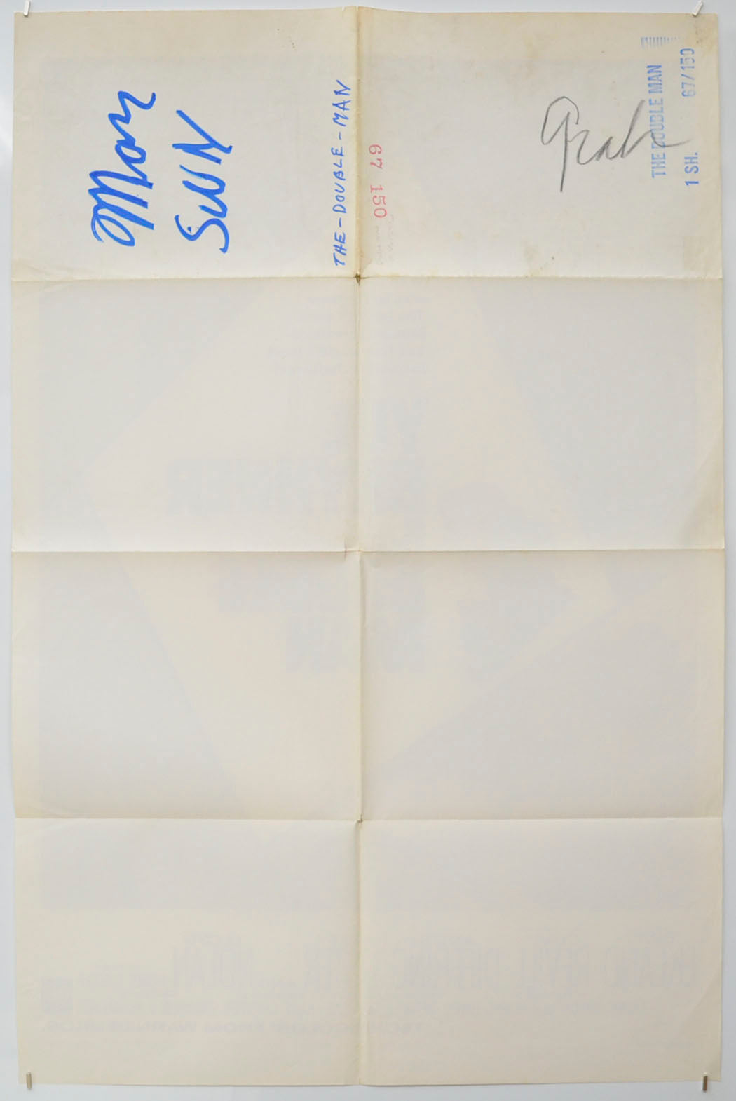 THE DOUBLE MAN (Back) Cinema One Sheet Movie Poster