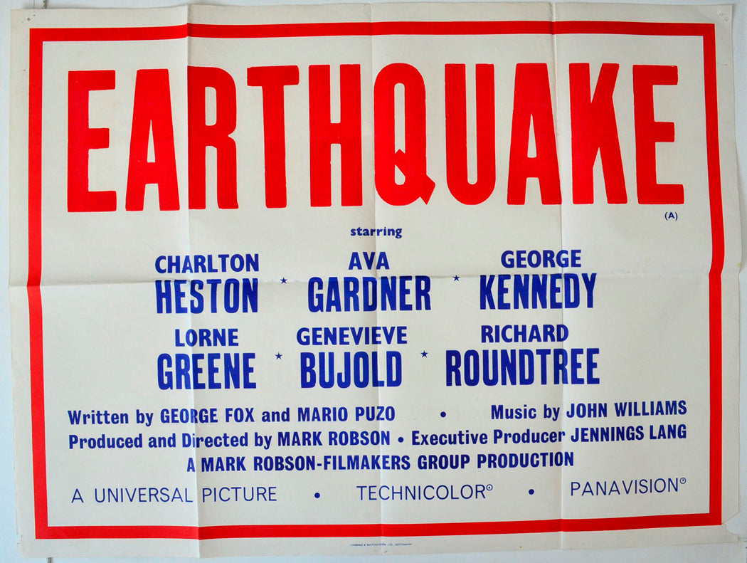 Earthquake (Title / Text Only Version) Original British Quad Poster - Movie Poster