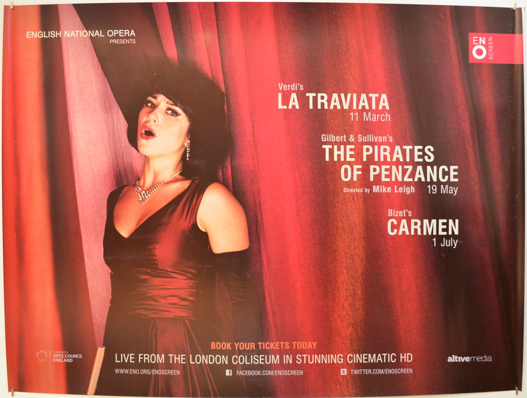 English National Opera 2015 Season (La Traviata, Pirates Of Penzance, Carmen) Original Quad Poster - Film Poster - Movie Poster