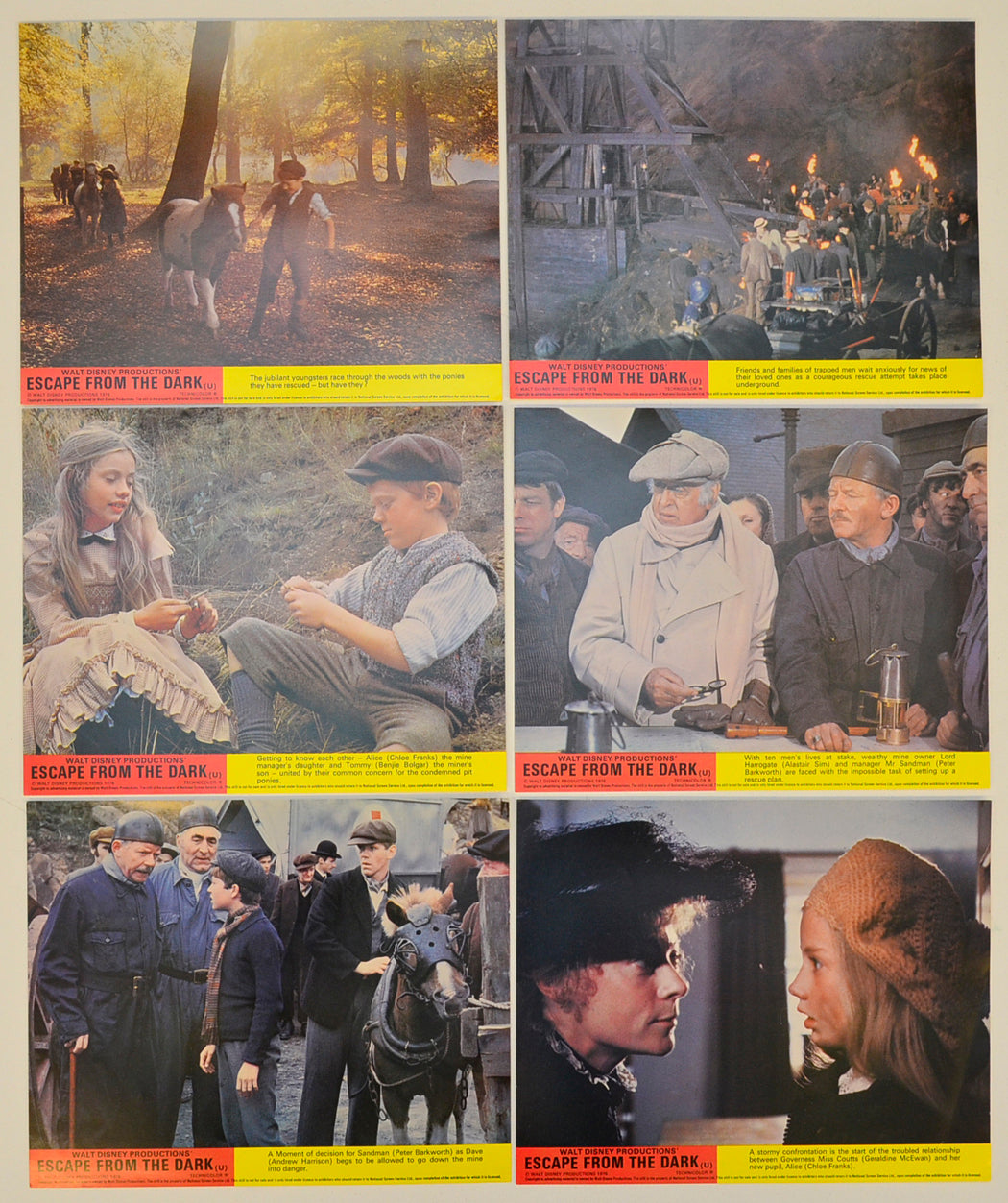 Escape From The Dark 6 Original Lobby Cards / Colour Front Of House Stills