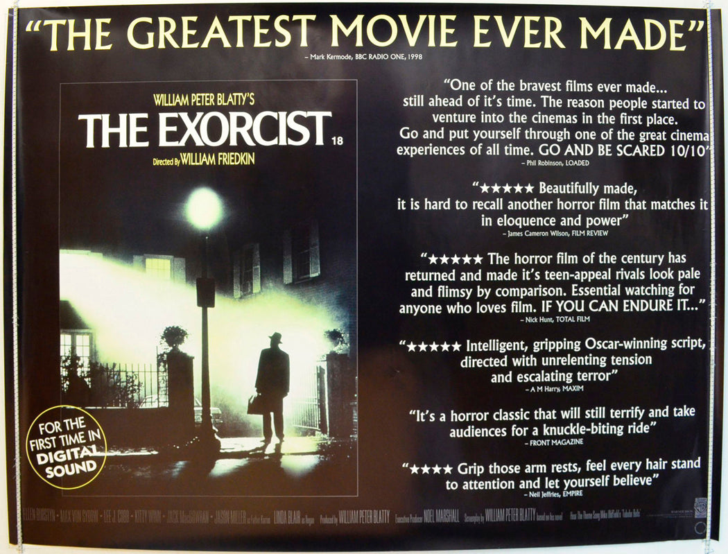 Exorcist (1998 re-release Reviews Version) Original British Quad Poster - Film Poster - Movie Poster