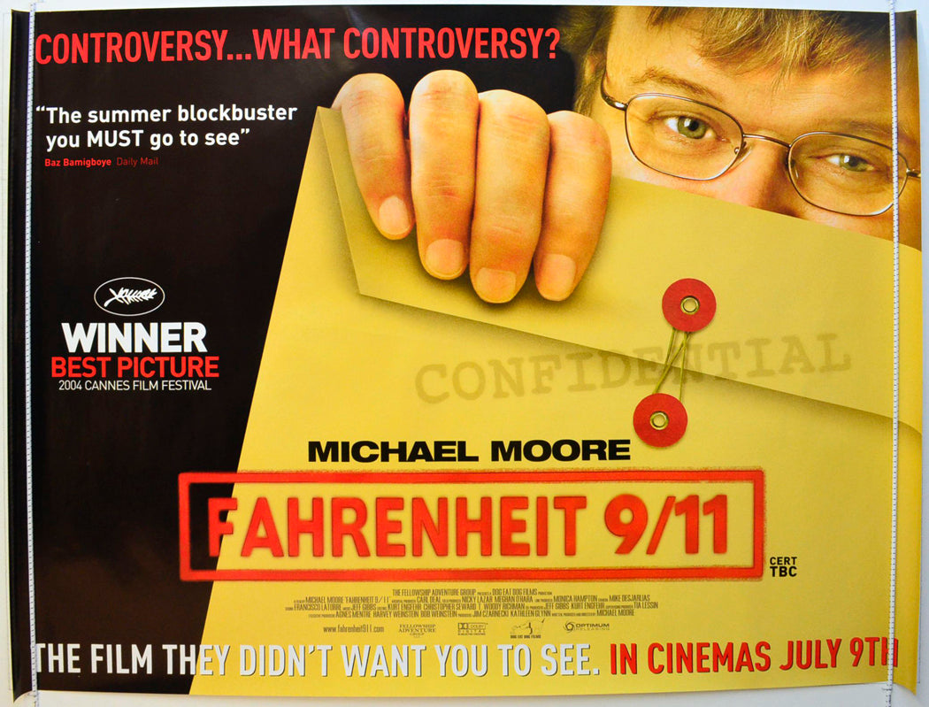 Fahrenheit 9/11 (Teaser / Advance Version) Original British Quad Poster - Film Poster - Movie Poster