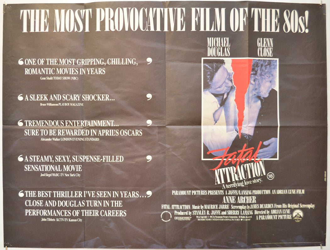 Fatal Attraction Original Quad Poster - Film Poster - Movie Poster
