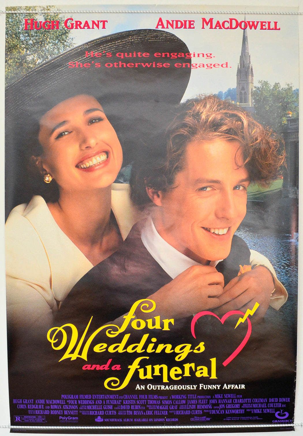 Four Weddings And A Funeral Original One Sheet Poster - Film Poster - Movie Poster