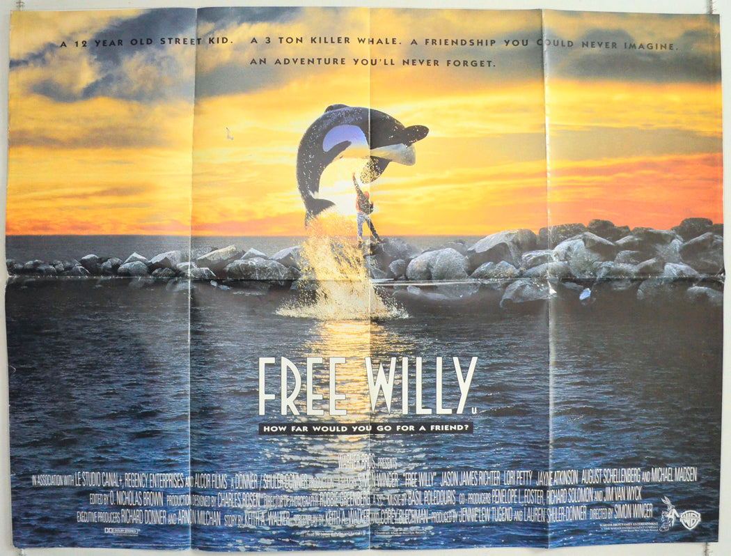 Free Willy Original British Quad Poster - Film Poster - Movie Poster