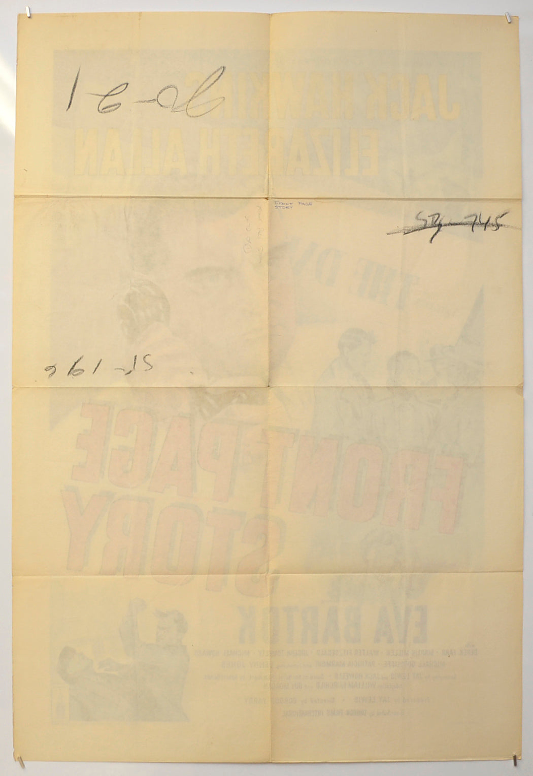 FRONT PAGE STORY (Back) Cinema One Sheet Movie Poster