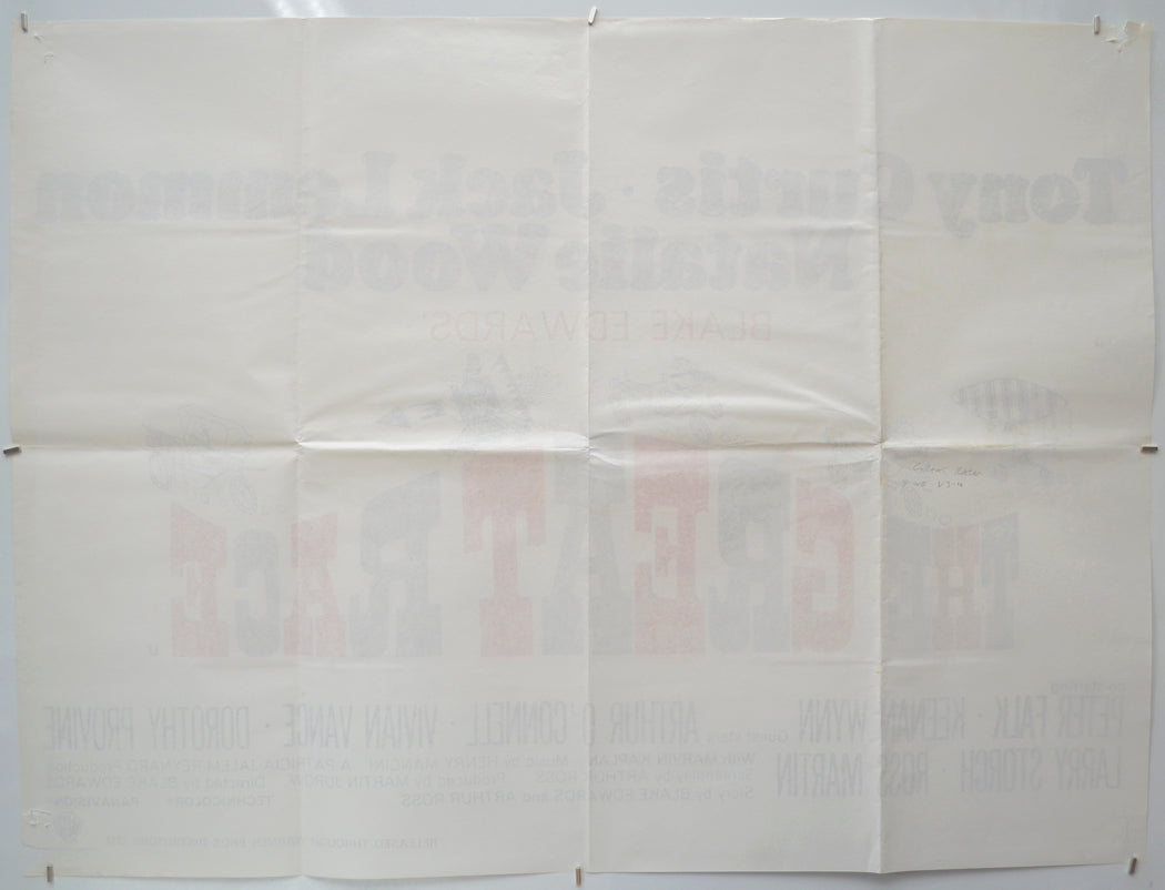 THE GREAT RACE (Back) Cinema Quad Movie Poster