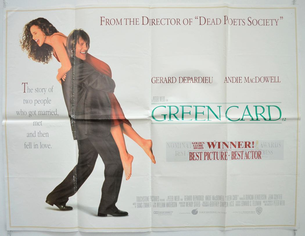 Green Card Original British Quad Poster - Film Poster - Movie Poster