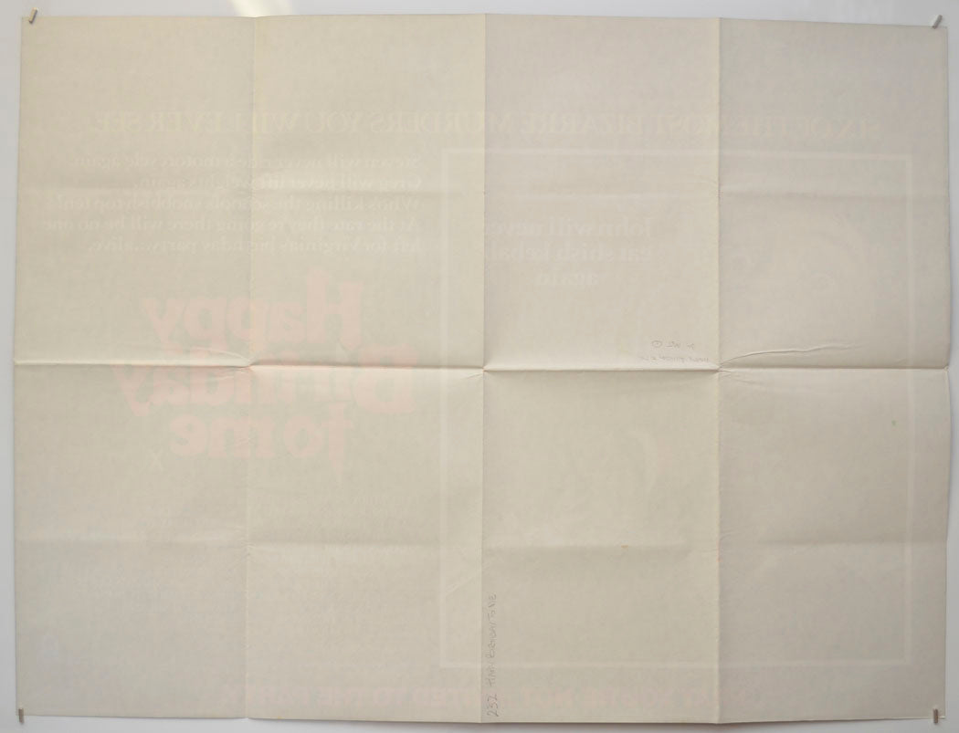 HAPPY BIRTHDAY TO ME (Back) Cinema Quad Movie Poster