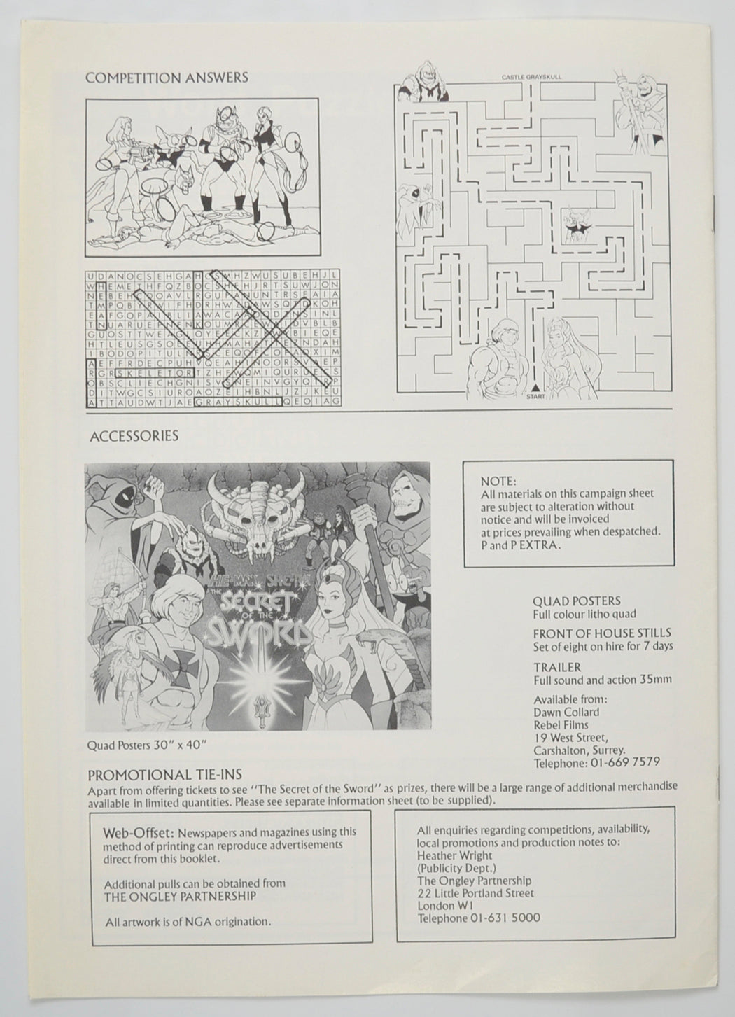 HE-MAN SHE-RA : THE SECRET OF THE SWORD Cinema Exhibitors Campaign Pressbook - BACK