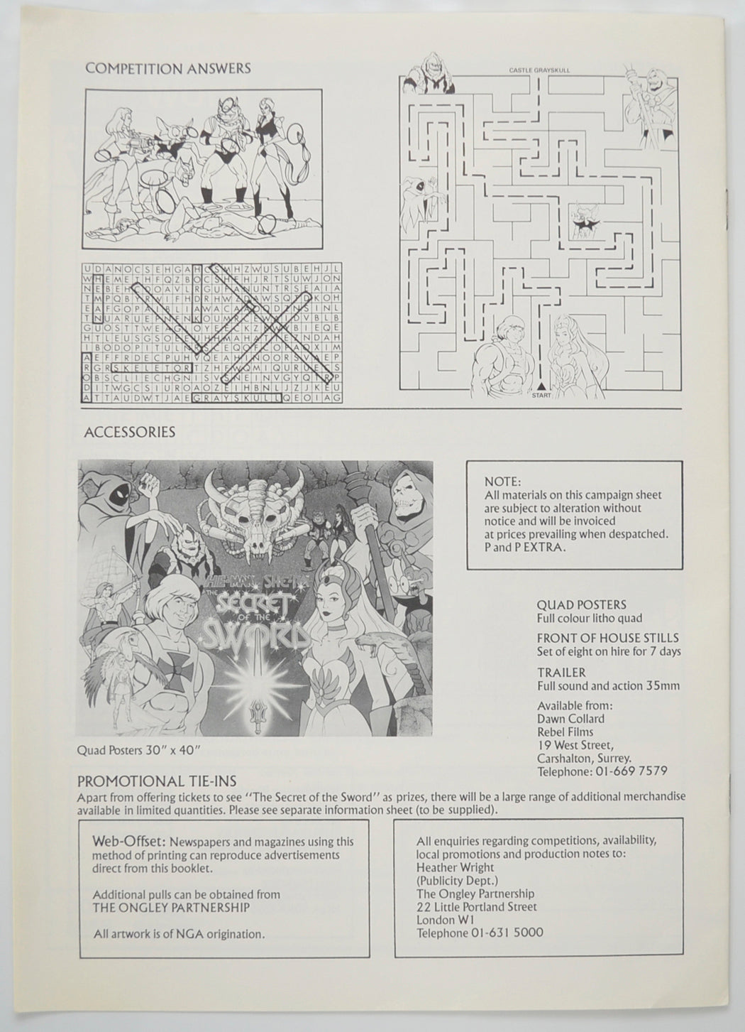 HE-MAN SHE-RA : THE SECRET OF THE SWORD Cinema Exhibitors Campaign Pressbook - BACK