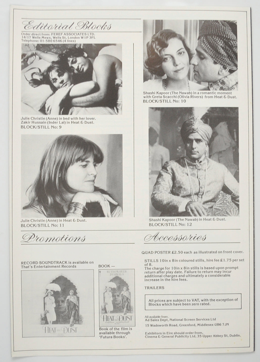 HEAT AND DUST Cinema Exhibitors Campaign Pressbook - BACK