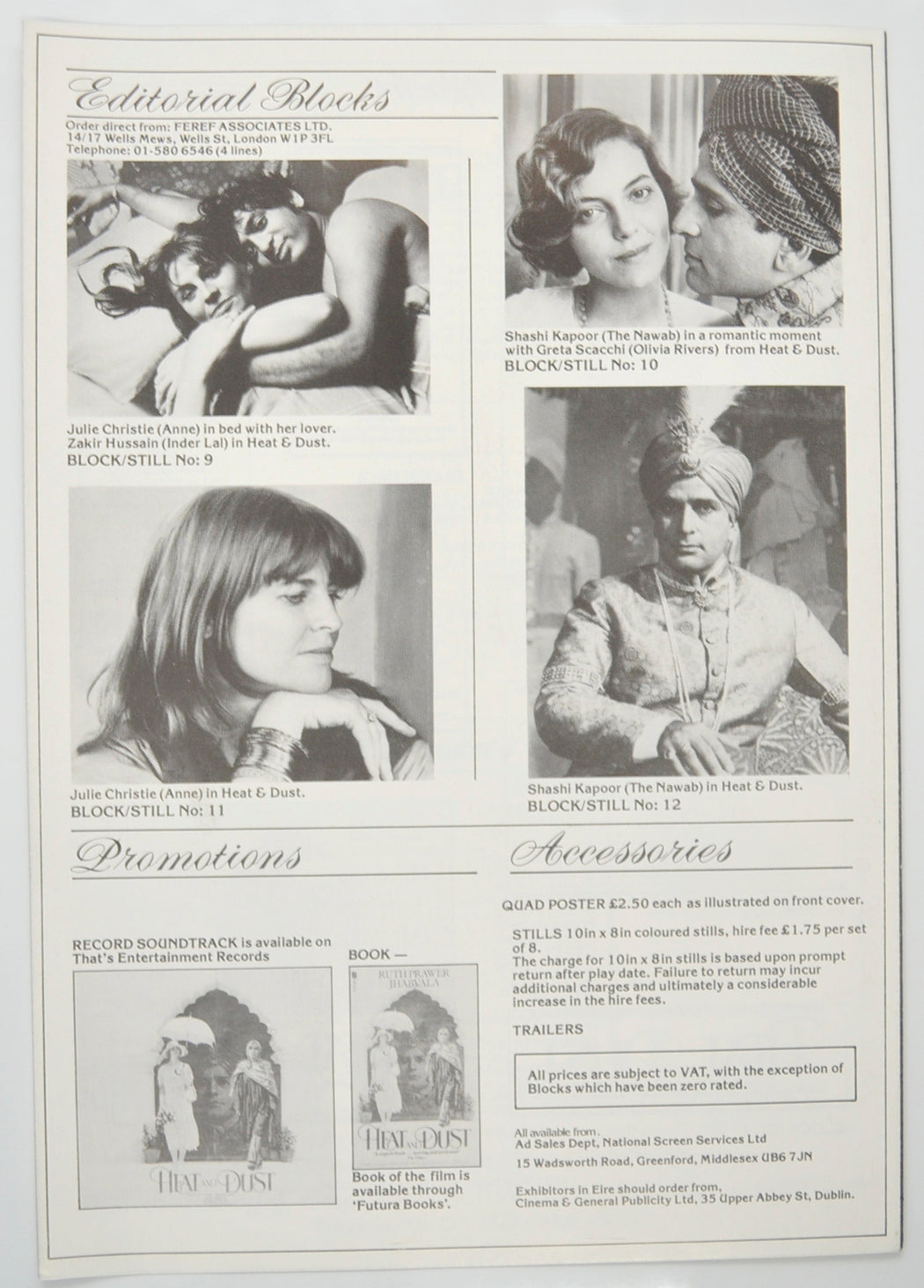 HEAT AND DUST Cinema Exhibitors Campaign Pressbook - BACK