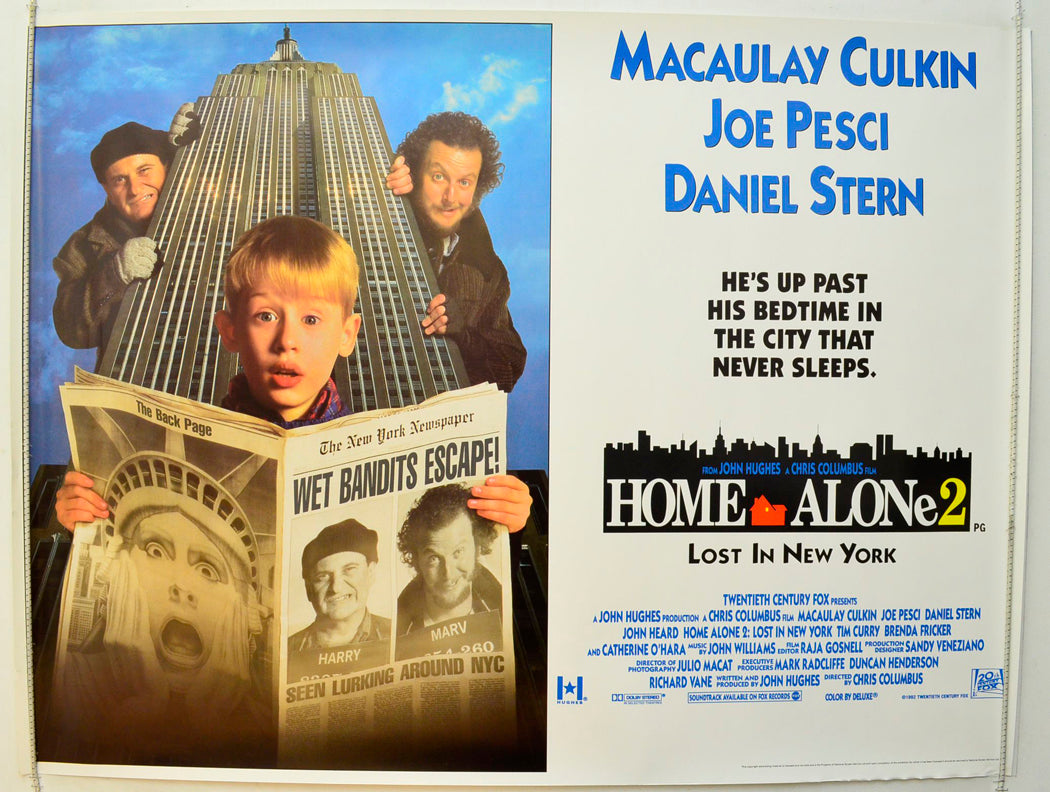 Home Alone 2 : Lost In New York Original British Quad Poster - Film Poster - Movie Poster