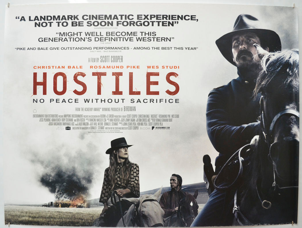 Hostiles Original Quad Poster - Film Poster - Movie Poster