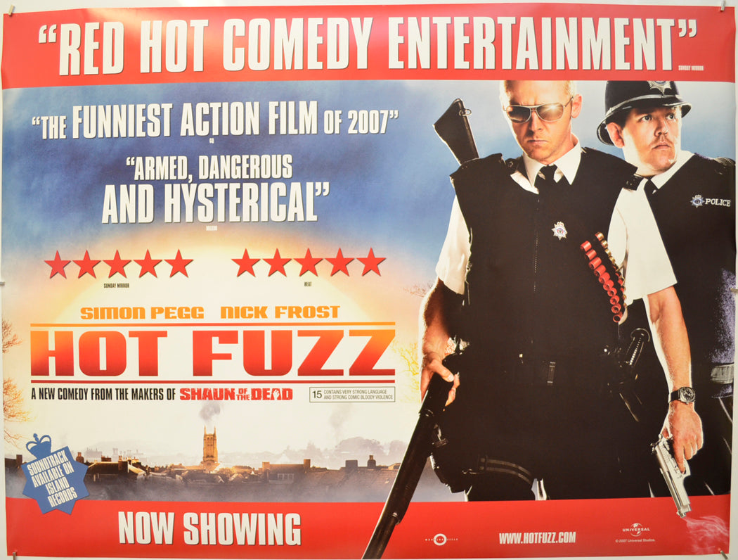 Hot Fuzz (Reviews Version) Original Quad Poster - Film Poster - Movie Poster