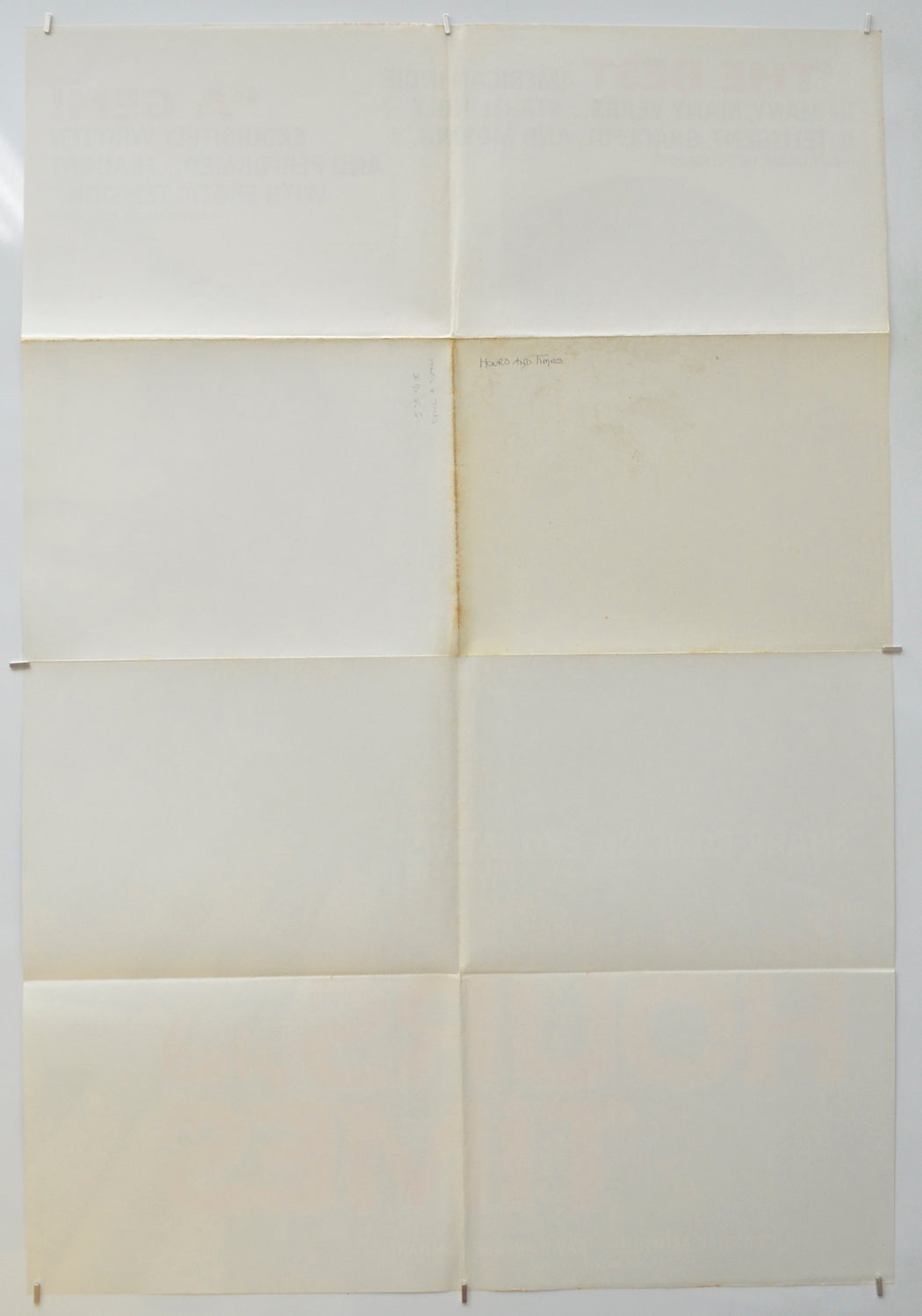 THE HOURS AND TIMES (Back) Cinema One Sheet Movie Poster