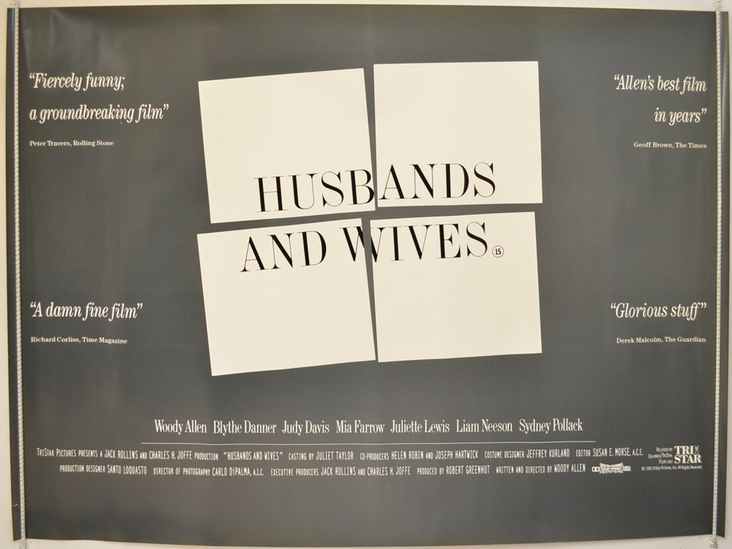 Husbands And Wives (Grey Background Version) Original Quad Poster - Film Poster - Movie Poster