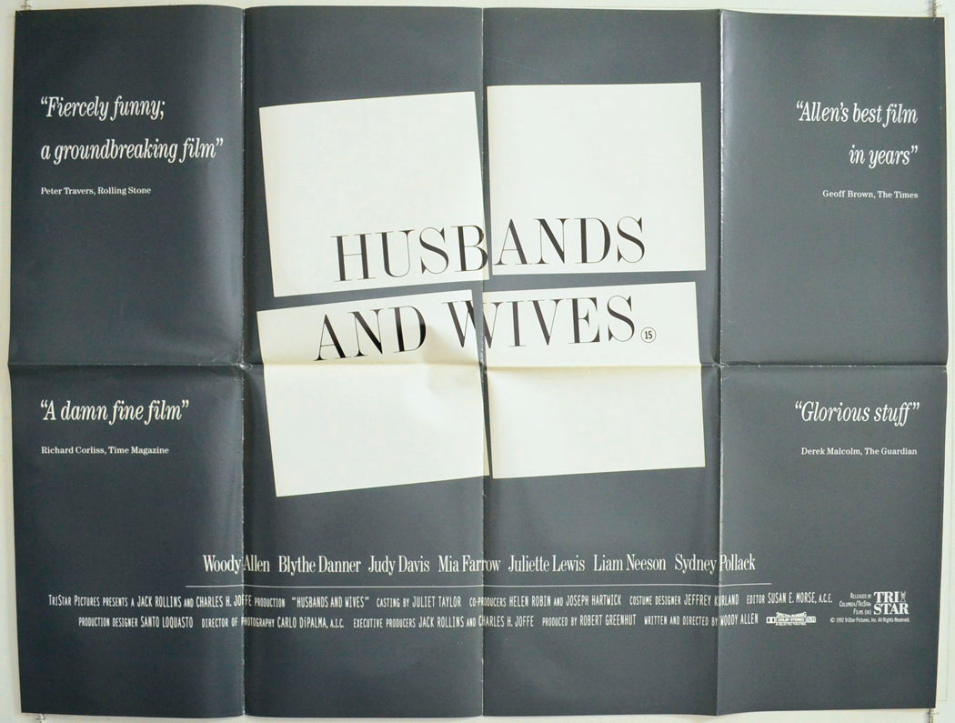 Husbands And Wives (Grey Background Version) Original British Quad Poster - Film Poster - Movie Poster