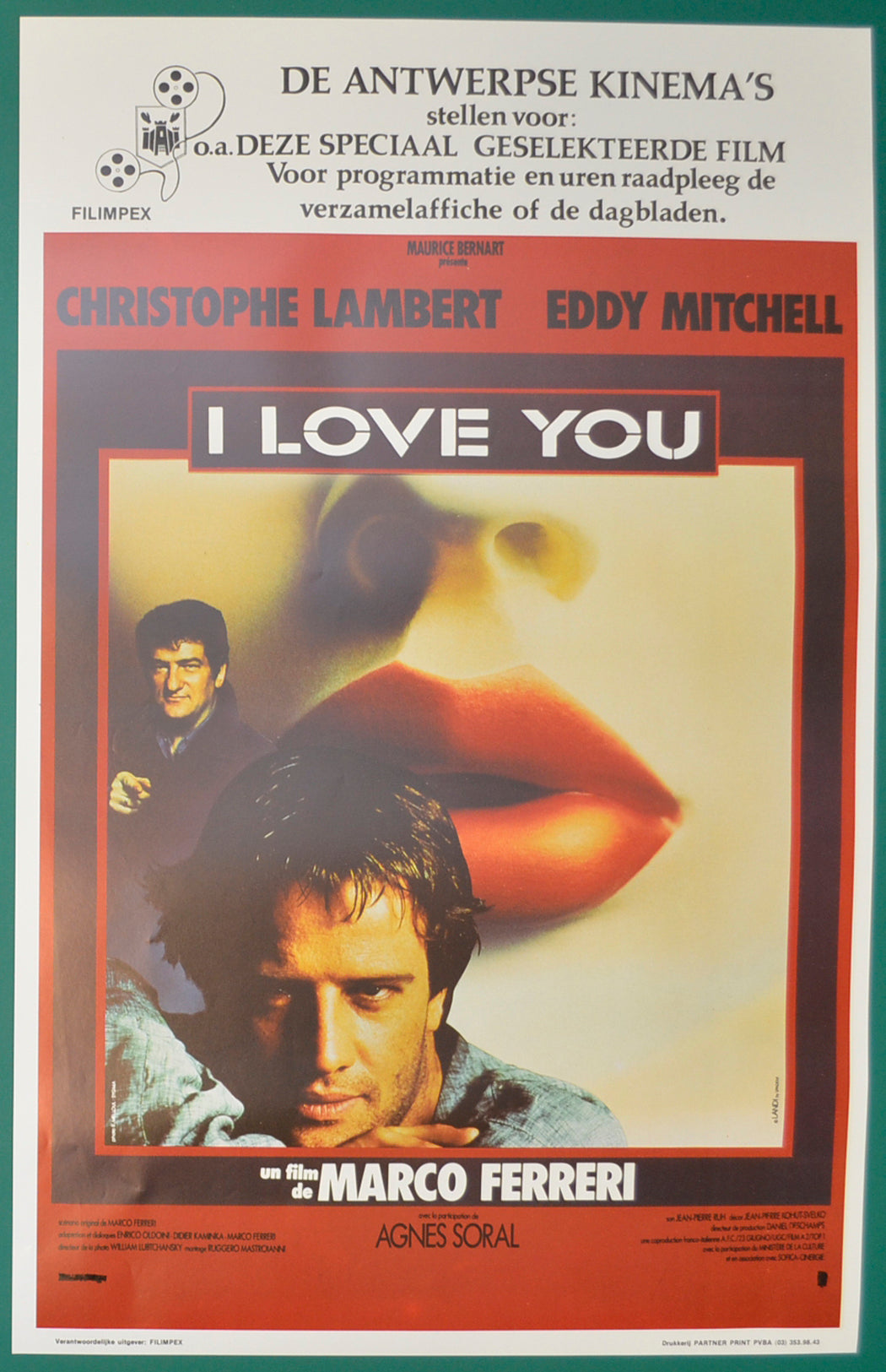 I Love You Original Belgian Poster - Film Poster - Movie Poster