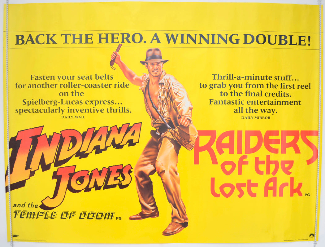 Indiana Jones And The Temple Of Doom / Raiders Of The Lost Ark Original British Quad Poster - Film Poster - Movie Poster