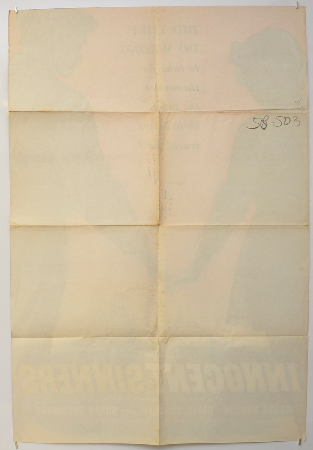 INNOCENT SINNERS (Back) Cinema One Sheet Movie Poster