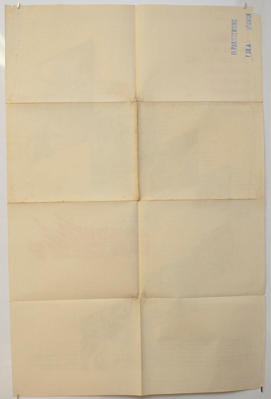 IS PARIS BURNING (Back) Cinema One Sheet Movie Poster