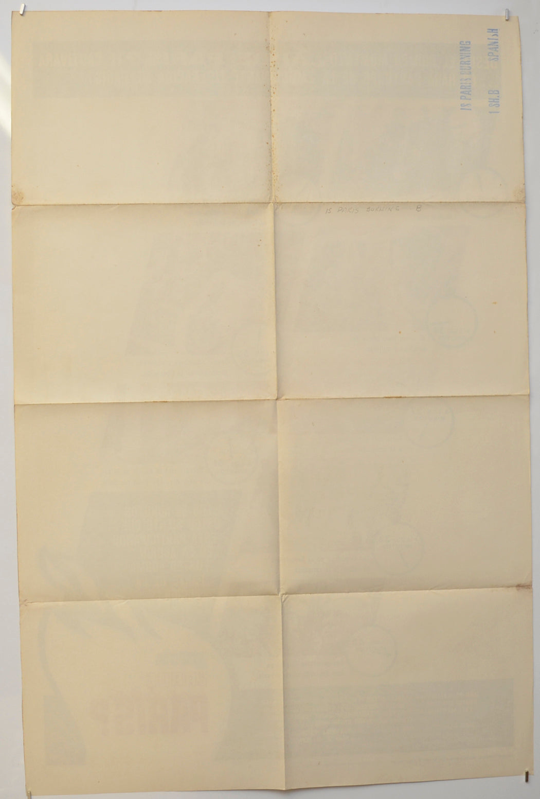 IS PARIS BURNING (Back) Cinema One Sheet Movie Poster