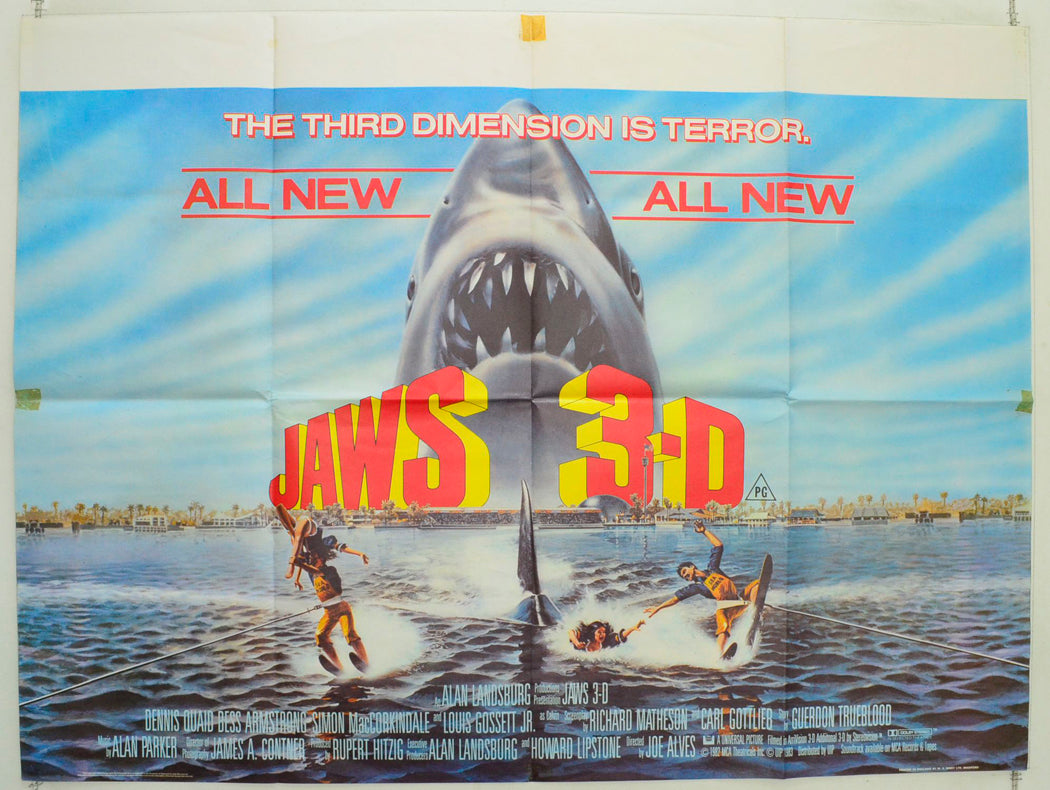 Jaws 3-D Original British Quad Poster - Film Poster - Movie Poster