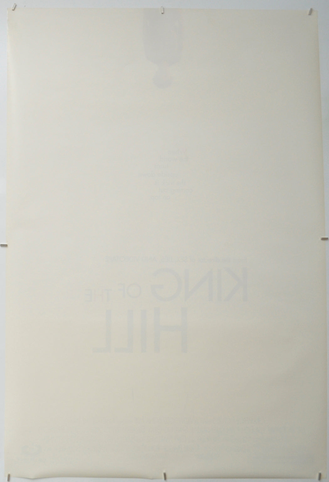 KING OF THE HILL (Back) Cinema One Sheet Movie Poster