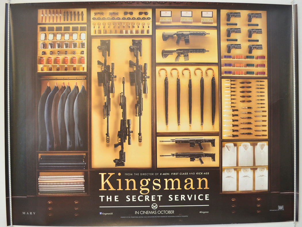 Kingsman : The Secret Servicer Original Quad Poster - Film Poster - Movie Poster