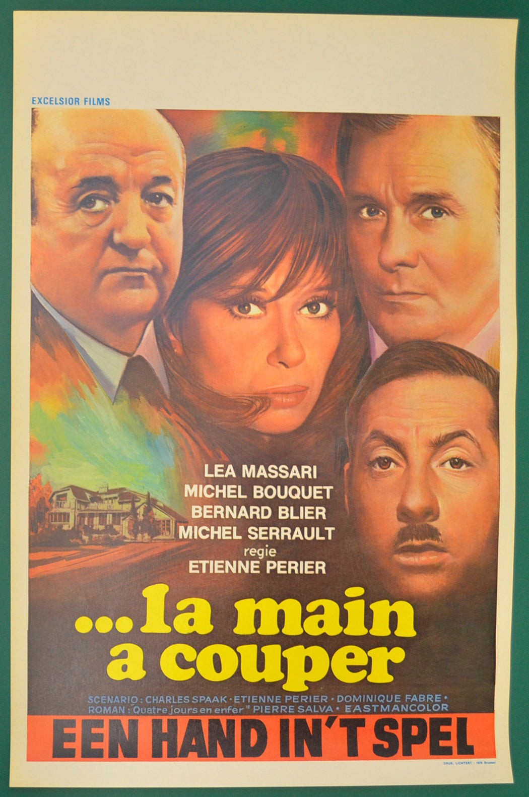 .. La Main A Couper (Belgian Dutch Title - Een Hand In’t Spel) (a.k.a. Bloody Murder) Original Belgian Poster - Film Poster - Movie Poster