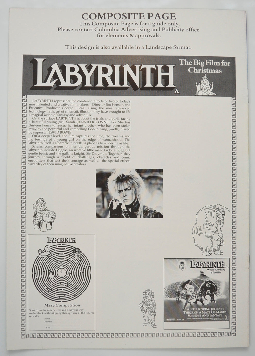 LABYRINTH Cinema Exhibitors Campaign Pressbook - BACK