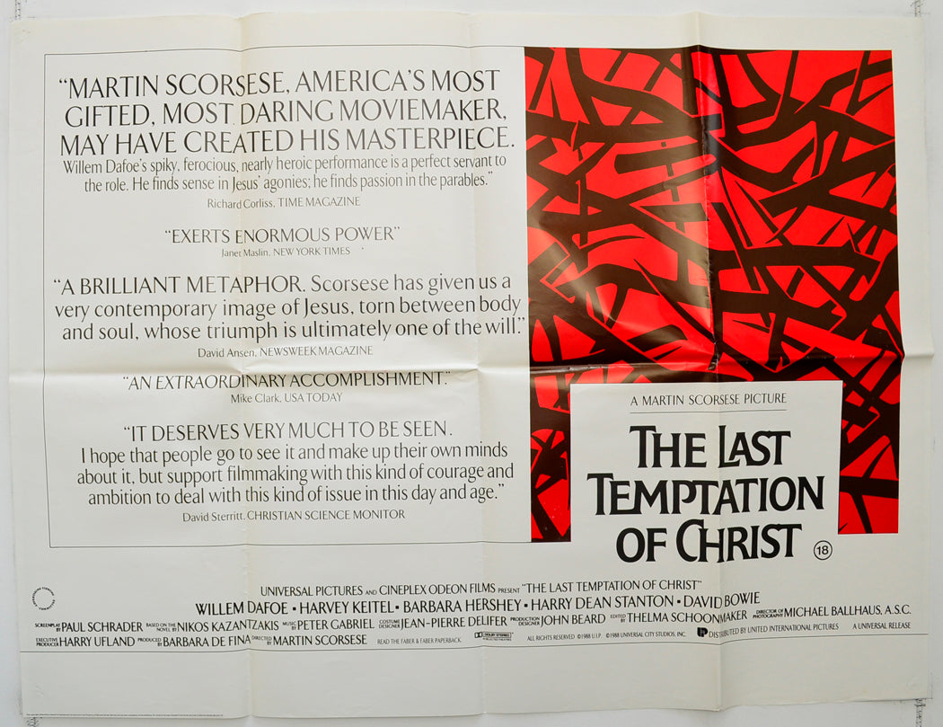 The Last Temptation Of Christ Original Quad Poster - Film Poster - Movie Poster