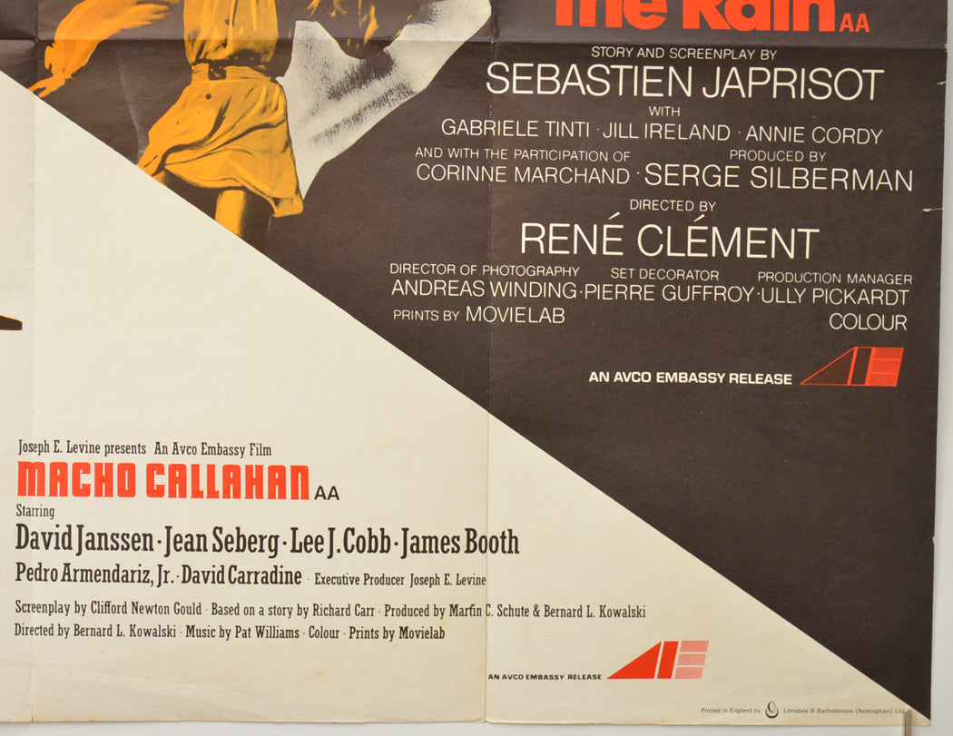 MACHO CALLAHAN / RIDER ON THE RAIN (Bottom Right) Cinema Quad Movie Poster
