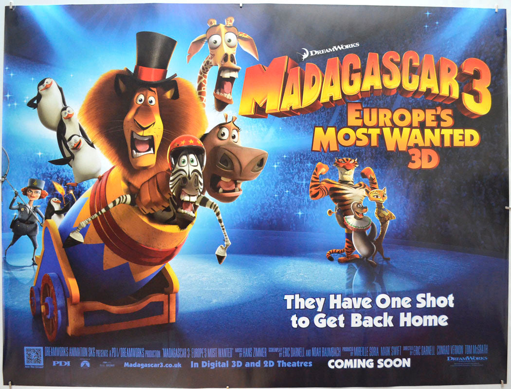 Madagascar 3 - Europe's Most Wanted Original Quad Poster - Film Poster - Movie Poster