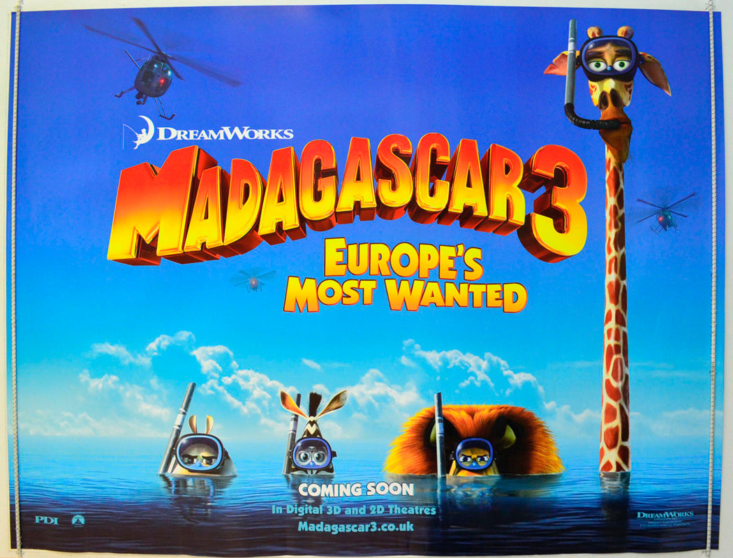 Madagascar 3 - Europe's Most Wanted (Teaser / Advance Version) Original British Quad Poster - Film Poster - Movie Poster