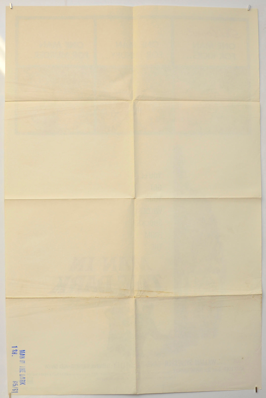 MAN IN THE DARK (Back) Cinema One Sheet Movie Poster